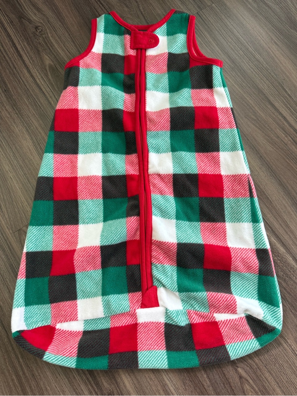 Plaid Holiday Fleece Sleep Sack - Red, Green, White 0-6 months by Lullaby Lane